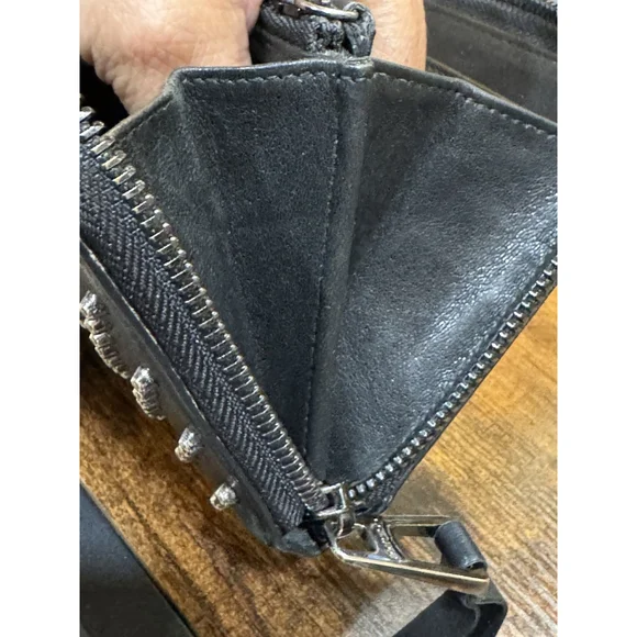 Jimmy Choo Carnaby Leather Wallet With Studs Black Gunmetal - Picture 12 of 16